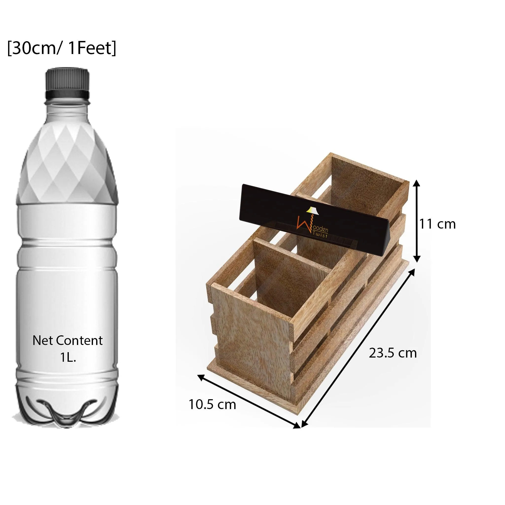 Wooden Twist Besteck 3 Compartments Cutlery Holder